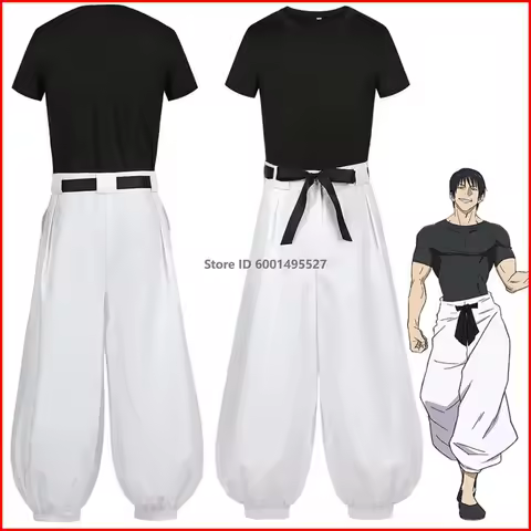Jujutsu JJK Manga Anime Fushiguro Toji Satoru Gojo Cosplay Costume Wig T-shirt Pants Rose Net Hallow