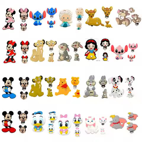 3pcs one set Miss Bunny Stitch dumbo simba marie cat Silicone Pacifier clip Molar focal Bead DIY Pac