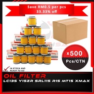 BOX OFFER - OIL FILTER YAMAHA MOTOR LC135 Y15 YSUKU SRL115 LAGENDA EZ115 FZ150i R15 XMAX [500 PCS PE
