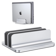 OMOTON Double Vertical Laptop Stand,[Reinforced Silicone and Curved Edge] Aluminum Laptop Stand Hold