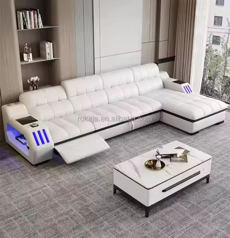 Hot Products Light Emitting Diode Light Smart Sofa Multifunctional Massage Leather Sofa Luxury Audio