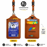ID CARD HOLDER LEATHER NAME COLOR UV PRINTTAG CUSTOM COMPANY NAME LOGO - K5
