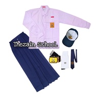 Seragam sekolah SMP Cewek super Lengkap baju putih rok biru panjang kelas 1-3