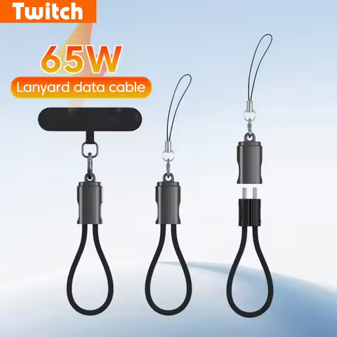 65W Lanyard Short Cable 20CM Type C To Type C Cable Fast Charging For iPhone15 16 Samsung Huawei Xia