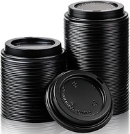 100 Pcs Black Dome Lids for 8, 12, 16, 20, 22 Oz Lids for Takeout Coffee Cups, Hot Cup Lid Disposabl