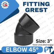 Elbow 3 inch 45 degrees Grest - Knee 45 degrees 3" Knie plain 3in pvc pipe keni connection
