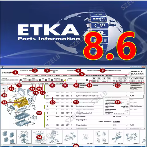 Newest Etka 8.6 with elsawin 6.0 software Newest Repair Software Group Vehicles Electronic Parts Cat