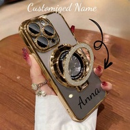 1pc Customized Name & Letter Electroplated Bracket With TPU Phone Case, Suitable For 15ProMax/16prom