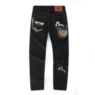 Men Brand Evisu Jeans Embroidery Fashion Denim Long Pants Trousers
