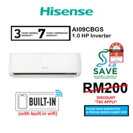 (SEDA) Hisense Air Cond AI10KAGS1 1.0HP (KAGS) Inverter Air Conditioner / AI10TUGS (TUGS)/AI10UAGS /