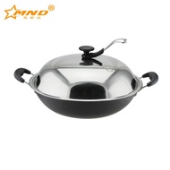 42cm No Chemical Coating Health Non-Stick Cast Iron Wok With Lid