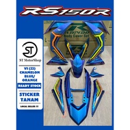 HONDA Rs-150r Rs150r V1V2 V3 (23) Chamelon Blue/Orange COVER SET (Sticker Tanam Stripe Tanam) RAPIDO