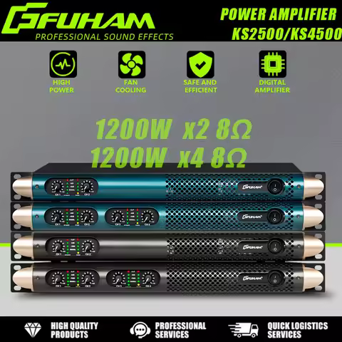 FUHAM KS2500 Power Amplifier 2/4 Channel 8 Ohm 1200W Audio Amplifier Digital Amplifier Audio DJ Stag