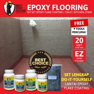 EPOXY FLAKE DIY SET 20 SQFT 100% SOLIDS CONTENT (9 TOOLS FREE)