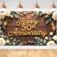 Happy 50th Wedding Anniversary Party Decoration Backdrop banner Celebration Golden Wedding Party Sup