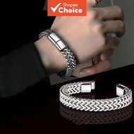 Hip Hop Titanium Steel Bracelet for Men Double Side Cuban Chain Minimalist Punk Bold Fashion Jewelry