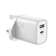 JOYROOM L-QP2011 20W USB+Type-C 快充充電器，英規白色