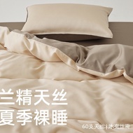 Bed Silk Simple Bedding Feel Four-Piece Set 60 Pieces Day Quilt Cover Premium Sheet Skating Silk Ice