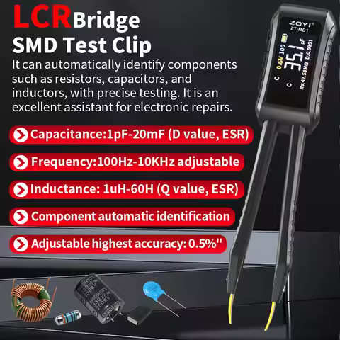 ZOYI ZT-MD1 LER Smart Tweezer LCR SMD ESR Tester Resistance Capacitance Inductance Continuity Diode 