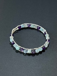 客製 手工金屬繞線 天然石 海藍寶 紫水晶 手鐲