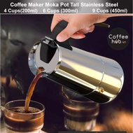 Espresso Coffee Moka Pots Coffee Maker Stainless Steel Stovetop 4Cups 6Cups 9Cups CoffeeCup TeaCup