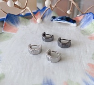goodgift_station-Hoop earrings S925 silver needle ต่างหูห่วงกลมแบบล็อค ห่วงกลมเรียบๆ ใส่ติดหูไว้ได้เ