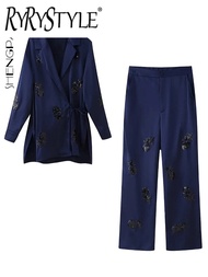 ชุดกางเกงสำหรับสองชิ้นสตรีฤดูร้อนชุดเสื้อตกแต่งเลื่อมผ้าลินินแฟชั่นใหม่ของผู้หญิงชุดสูทของ Y2k 5Z710