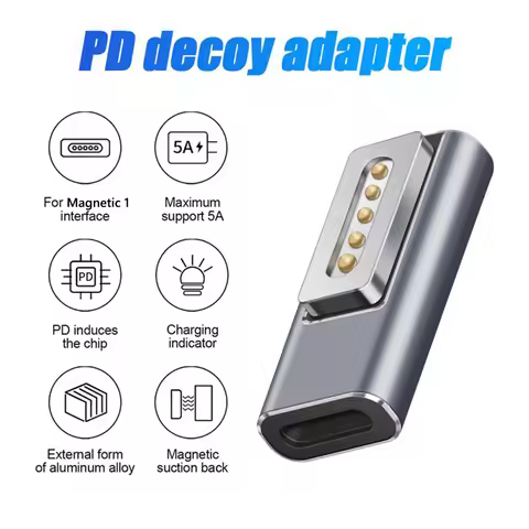 DC5521 PD Type-C Female to Magnetic Adapter for Macbook Air/Pro Fast Charging Plug Converter for App