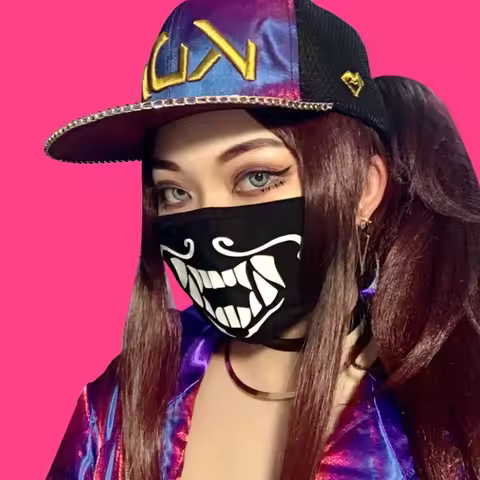 Wholesale Game LOL League of Legends K/DA Kda Group Akali Cosplay Face Mask The Rogue Assassin dust 
