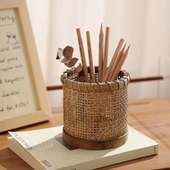 Storage Storage Tube Cylindrical Storage Tube Retro Storage Basket Pen Holder Desktop Makeup Brush S