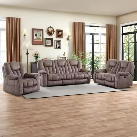 % Modern Living Room Luxury PU Leather Electric Power Reclining Sofa Set Furniture