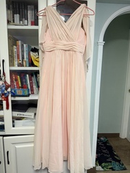 粉色長款晚禮服 謝師宴 姊妹裙