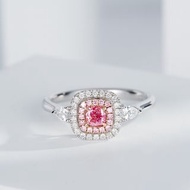25分 GIA墊形粉鑽18k白金水滴鑽石戒指Cushion Cut GIA Pink Diamond Ring