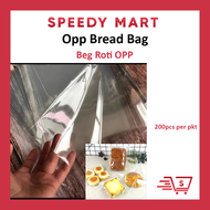 Beg Roti Plastik (200pcs) Opp Bread Bag / OPP Transparent Bread Bag / Bakery Transparent Bag / Baker