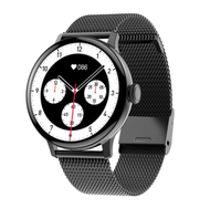 DT2+智慧手錶女性助手無線充手錶 藍牙通話資訊健康監測（黑鋼）