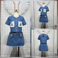 623 Has S M XL 3xl 4xl [Normal] Shirt 17 "P. 17" Cat Short Denim Skirt Set.