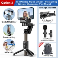 Q18 Desktop Following The Shooting Mode Gimbal Stabilizer Selfie Stick Tripod With Fill Light For Ce