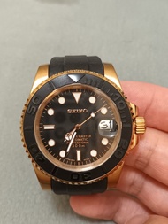Seiko mod Yacht-Master 玫瑰金黑圈膠帶