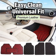 2 Rows of Leather Car Mats 5 Pcs 7D Easy to Clean Premium Waterproof Car Mats Universal