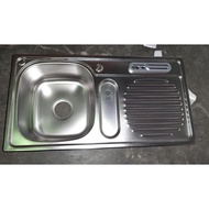 RINOKS sink Bak Cuci Piring wastafel dapur sayap stainles + keran stainles + tempat sabun + tempat p