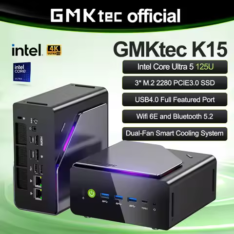 GMKtec NucBox K15 Mini PC Intel Core Ultra 5 125U DDR5 4800Mhz Pcie 3.0 SSD Windows 11Pro WIFI 6E BT