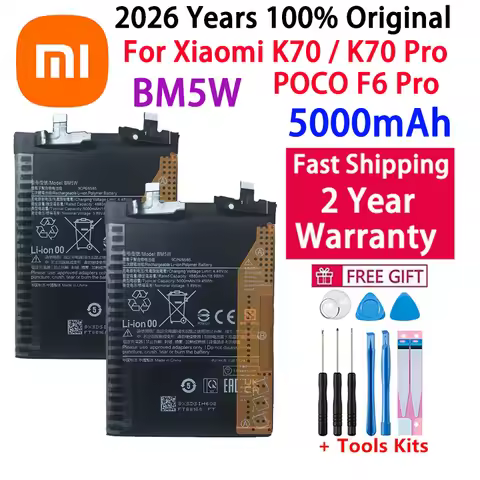 Fast Shipping 2026 Years 5000mAh BM5W Original Battery For Xiaomi K70 / K70 Pro / POCO F6 Pro Mobile