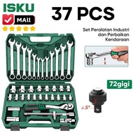 MATA Isku Tool Kit Set of 37Pcs Socket Wrench Set of 12Pcs 8-19Mm 1/2 Complete Socket Bit Wrench 19P