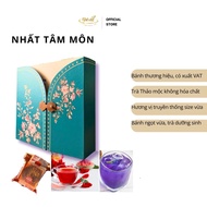 Set Hộp quà tặng trung thu truyền thống Nhất tâm môn - 03 Bánh trung thu Đại Phát 150gr và 4 túi Trà