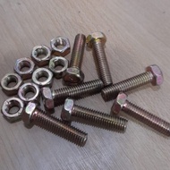 6mm x 25 Bolts + Nuts, 10 Key Bolts + Nuts, Fine Thread - Kurnia Jaya