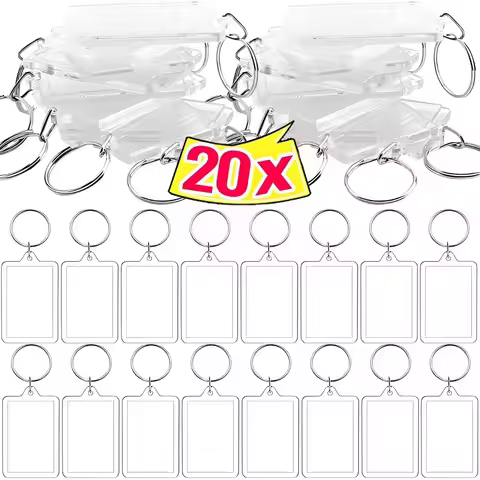 5-20pcs Transparent Photo Frame Keychain Tassels Snap-In Custom Insert Photo Acrylic Blank Keyring C