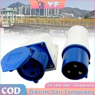 32 Ampere 3Pin Colokan 3 Lubang Genset Hole Stop Kontak 3 Phase / Industrial Plug Mounting Male + Wa