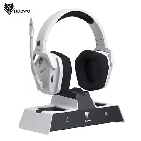 NUBWO G06 Wireless Headsets Gamer with Charging Station for Headset and PS5 Controller Gaming Headph
