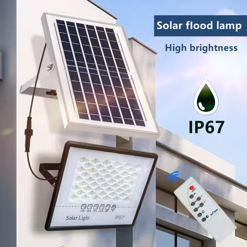 Outdoor Solar Flood Light Patio Light Garage Light with Remote Control Indicator Light IP67 For Outd