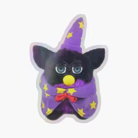 magic furby Holographic Sticker for Laptop Decor Bedroom Car Cute Cartoon Art Fashionable Public Sui
